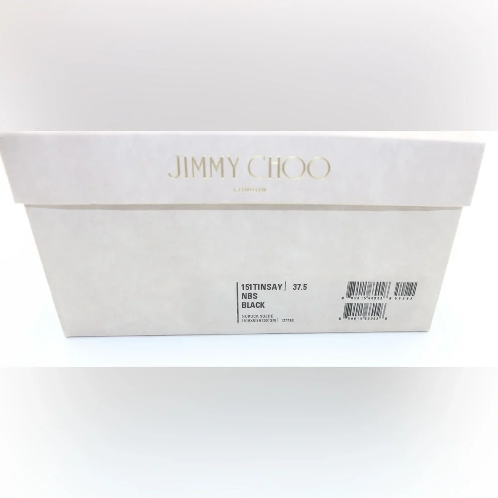 Jimmy Choo Tinsay 85 Black Nubuck Sandal 37.5 - Picture 2 of 6
